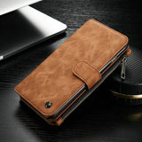 Luxury Retro Leather Flip Multi-function Removable Wallet Card Money Bag Holder Stand Cases For iphone 5 5S SE 6 6S 7 Plus Cover