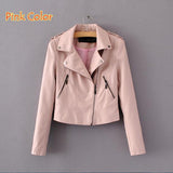 Brand Motorcycle PU Leather Jacket Women Winter And Autumn New Fashion Coat 4 Color Zipper Outerwear jacket New 2016 Coat HOT