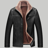 Russian Winter Thick Leather Garment Business Casual Leather Jacket Lapel Cashmere Lined High Quality Warm PU Coat Big sizeM-4XL