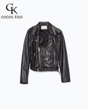 2016 Mujer fashion Women Leather Jacket And The Wind Zipper Bright New Ladies Leather Coat Jacket Women