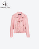 2016 Mujer fashion Women Leather Jacket And The Wind Zipper Bright New Ladies Leather Coat Jacket Women