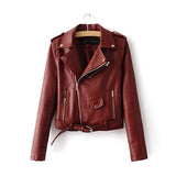 Colorful Apparel 2016 New Fashion Women  Faux Leather Jackets Lady Bomber Motorcycle Cool Outerwear Coat with Belt  CA573