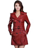 Leather Jacket Women Top Fashion New Plus Size Slim Dual Use Pu Removable Ladies Faux Synthetic Long Leather Trench Coat Female