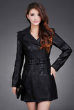 Leather Jacket Women Top Fashion New Plus Size Slim Dual Use Pu Removable Ladies Faux Synthetic Long Leather Trench Coat Female