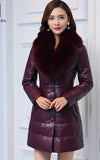 Genuine leather down coat female 2016 fox fur leather clothing medium-long plus size slim fur outerwear