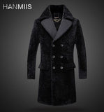 Man leather jacket Lengthen Fur Leather Garments Men's Coat  Men's Windbreaker Jacket Coat  Sheepskin Fur Coat