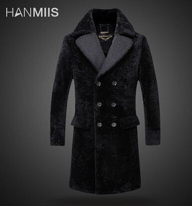 Man leather jacket Lengthen Fur Leather Garments Men's Coat  Men's Windbreaker Jacket Coat  Sheepskin Fur Coat