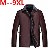 9XL 8XL 7XL 6XL 5XL 4XL Hot Sale Winter Thick Leather Garment Casual flocking Leather Jacket Men's Clothing Leather Jacket Men