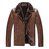 Foreign trade sheepskin winter wool men's leather jacket plus thick velvet Garment Casual flocking Leather Jacket Men's Clothing