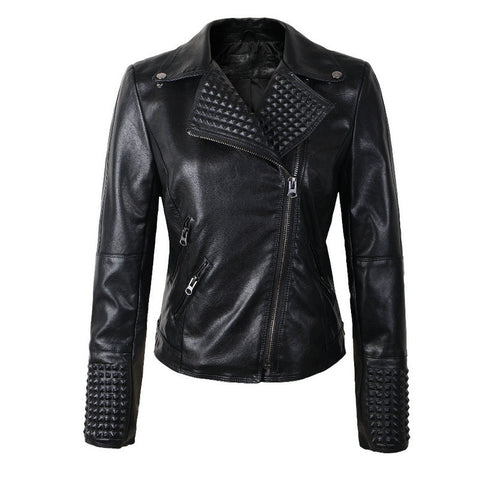 2016 New Women Leather Jackets Fashion Female Rivet Winter Motorcycle Brand Coat Outwear Drop Shipping